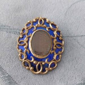 antique Victorian gold enamel hair sentimental pendant